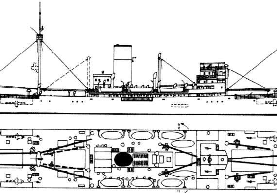 Cruiser DKM Pinguin HSK-5 [ex Kandenfels Auxiliary Cruiser] - drawings, dimensions, figures